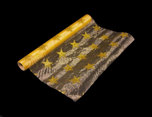 Ткань для декорирования "Танец со звёздами" (пятиконечные звезды), золотая, 36.5х200 см, Koopman International