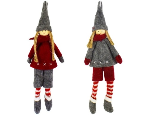 Фетровая кукла на ёлку "Задорная девчонка", разные модели, 26 см, Due Esse Christmas фото 4