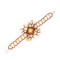 Янтарный браслет плетеный из бисера, 20978-1