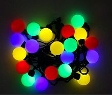 Электрогирлянда "Большие разноцветные мультишарики", 100 разноцветных LED ламп, 15м, коннектор, черный провод, уличные, SNOWHOUSE