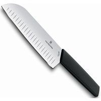 Нож Victorinox сантоку, лезвие 17 см рифленое, черный