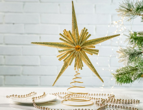 Ёлочная верхушка ЗВЕЗДА ГОЛДЕН ФЛЕШ, пластик, 23 см, Winter Deco