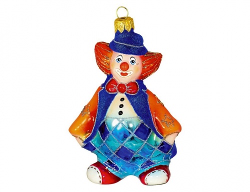 Ёлочная игрушка "Клоун флокки", коллекция 'Формовые игрушки', стекло, 12 см, Ариель