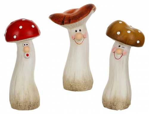 Набор декоративных фигурок "Весёлые грибы", полистоун, 3 шт., 5.5х5.5х14.5 см, Edelman