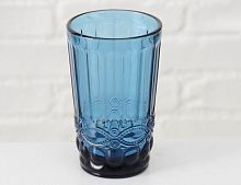 Стакан для воды БИГ РОКС с узором, стекло, синий, 600 мл, Boltze