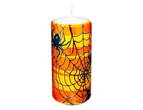 Декоративная свеча-столбик ХЭЛЛОУИН - ПАУТИНА, 6х13 см, Омский Свечной