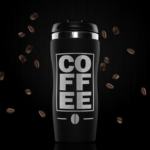 Термокружка "COFFEE" в красном и чёрном цветах, изготовленная из нержавеющей стали, в подарочной упаковке фото 2