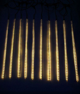 Комплект "Тающие сосульки", 10х80см, 840 теплых белых LED ламп, 24V, 10 м, черный провод, уличные, BEAUTY LED