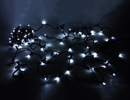 Светодиодная нить, мерцающая, 100 LED, 10 м, коннектор, уличная, черный провод Rich LED
