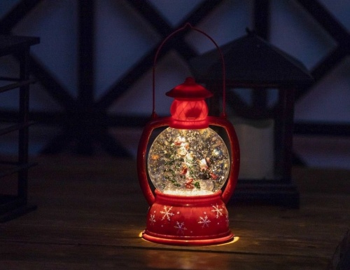 Фонарик 'снежный' СНЕГОВИК У ЁЛОЧКИ, красный, LED-огни, 25 см, батарейки, Peha Magic фото 2