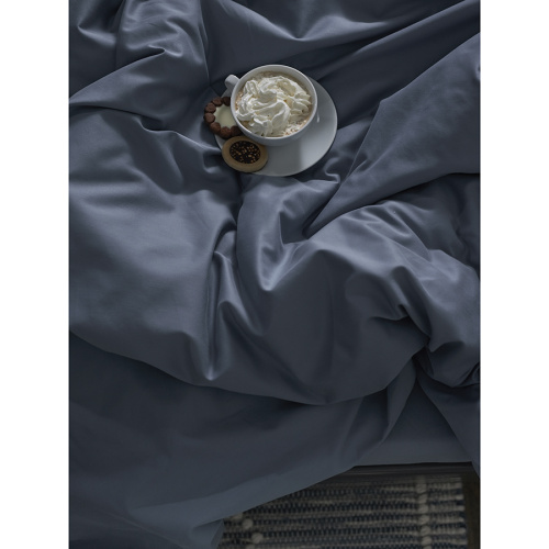 Комплект постельного белья из сатина джинсово-синего цвета с брашинг-эффектом из коллекции essential фото 4