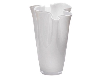Стеклянная ваза "Атласная волна", белая, 29 см, EDG