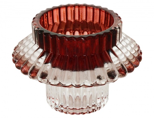 Стеклянный подсвечник трансформер "Файлис" под чайную или столовую свечу, 6 см, разные оттенки розового цвета, Boltze фото 4