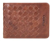 Бумажник Mano Don Luca, натуральная кожа в коньячном цвете, 11х8,5 см