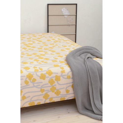 Комплект постельного белья горчичного цвета с принтом Полярный цветок из коллекции scandinavian touch фото 4