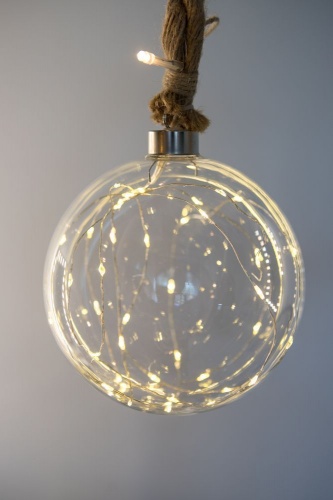 Подвесной светящийся прозрачный шар на канате "Фисэль", 14 см, 60 тёплых белых микро LED-огней, 2 м, Peha Magic фото 3