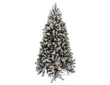 Искусственная елка с лампочками Атлантида заснеженная 230 см, 312 теплых белых ламп, ПВХ, Black Box