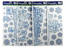 Наклейки для декорирования окон "Зимние сценки", серебристо голубые, 59,5х21 см, асс., Kaemingk