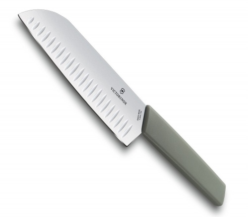 Нож Victorinox сантоку, лезвие 17 см рифленое, оливковый