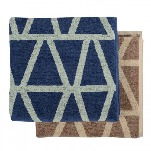Полотенце жаккардовое банное с авторским дизайном Geometry серо-синего цвета из коллекции Wild, 70х1 фото 8