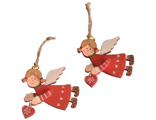 Ёлочная игрушка "Летящий ангелок", дерево, 7 см, Breitner фото 2