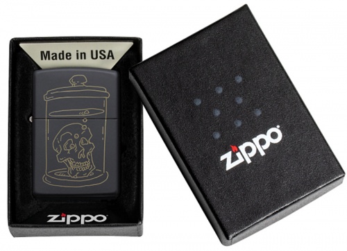 Зажигалка Zippo Skull Design, покрытие Black Matte, латунь/сталь, черная, матовая, 38x13x57 мм фото 2
