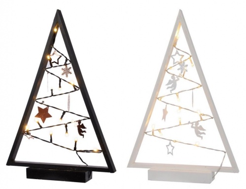 Декоративный светильник "Новогодний  магический треугольник", дерево, черный, 15 тёплых белых LED-огней, 40 см, батарейки, Kaemingk фото 2