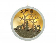 Светящийся медальон "Добрый лес - лиса и белка", 4 тёплых белых LED-огня, 3х14 см, таймер, батарейки, Kaemingk