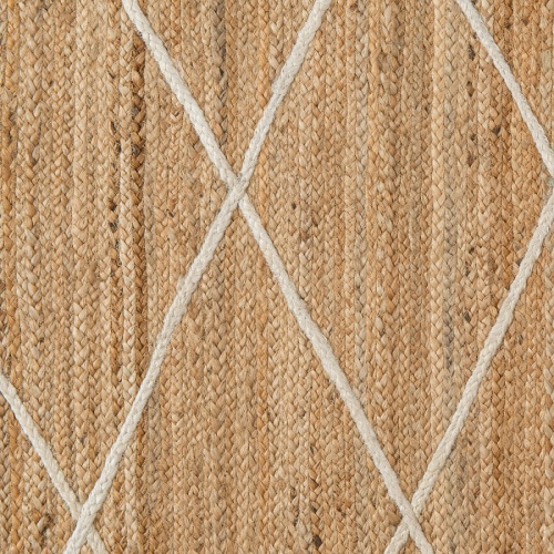 Ковер из джута бежевого цвета с геометрическим рисунком и с бахромой из коллекции ethnic, 120x180 см фото 4