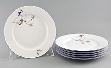 Тарелки Leander набор мелких мэри-энн 6 штук 25 см из фарфора, синий-белый