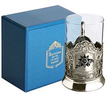 Стакан-подстаканник "День Победы 1941-1945" с никелированным подстаканником, стеклянный стакан, упаковка в декоративном картоне