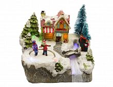 Светящаяся миниатюра "Рождественские удовольствия - на катке" с LED-огнями и динамикой, 19х16х15 см, Kaemingk