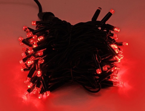 Электрогирлянда "Твинкл лайт" BLINKING RUBI (мерцающая) 100 LED ламп, 10 м, коннектор, черный провод-каучук, уличная, LEGOLED фото 2