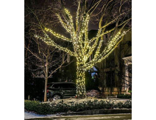 Гирлянды на дерево Клип Лайт Quality Light Cap 60 м, 600 теплых белых LED ламп, прозрачный ПВХ, IP65, BEAUTY LED