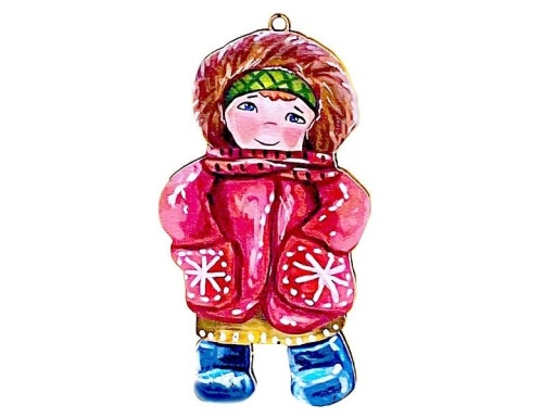 Елочная игрушка Девочка в шубке - Зимние Каникулы 10 см, дерево, подвеска, Winter Deco фото 2