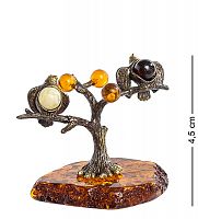 AM-1261 Фигурка "Синички на дереве" (латунь, янтарь)