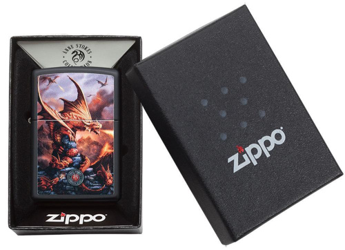 Зажигалка Zippo Anne Stokes с покрытием Black Matte, латунь/сталь, чёрная, матовая фото 2