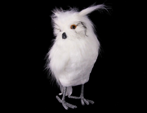 Декоративная фигурка "Филин-пушистик", белый, искусственный мех, перо, Koopman International фото 4