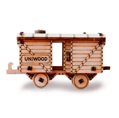 Деревянный конструктор UNIWOOD Товарный вагон
