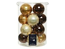 Набор стеклянных шаров Коллекция "Кофе с перламутром", глянцевые и эмаль, Kaemingk