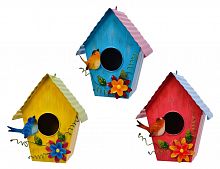 Декоративный скворечник "Птичкин домик", металл, 19.5x14.5x35 см, разные цвета, Kaemingk