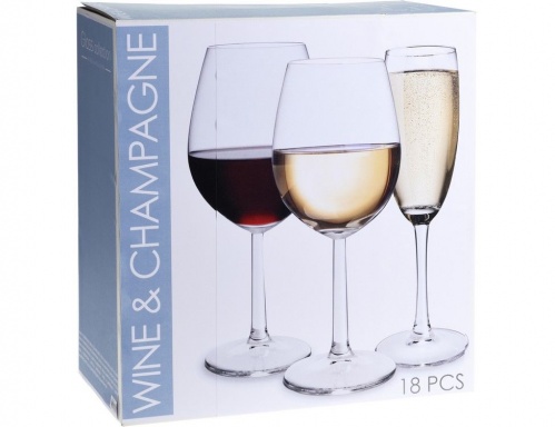 Набор бокалов для вина и шампанского "Виниссимо", стекло, 18 штук, Koopman International фото 2