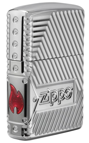 Зажигалка Zippo Armor с покрытием High Polish Chrome, латунь/сталь, серебристая, 36x12x56 мм, 29672 фото 2
