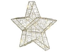 Светящаяся фигура "Тёплая звезда", 80 тёплых белых LED-огней, серебряная проволока, 10x70x70 см, Kaemingk