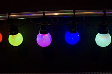 Электрогирлянда "Радужная", 10 ламп, 50 разноцветных LED-огней, 4,5+1.5 м, черный провод каучук, коннектор, уличная, SNOWHOUSE
