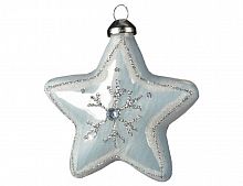 Набор ёлочных украшений "Зимнее очарование" (звёздочки со снежинками), стекло, белый, 8 см, 2 шт, Kaemingk