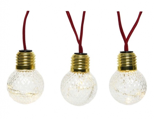 Электрогирлянда "Рельефные шарики" на красном шнуре, прозрачные, 10 ламп, 30 тёплых белых микро  LED-огней, 2.7+3 м, Kaemingk фото 4
