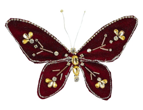 Декоративная бабочка ФЛЮВЕЙЛ на клипсе, текстиль, вишнёвая, 20 см, Edelman фото 2