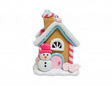 Ёлочная игрушка "Карамельный домик для снеговичка" с подсветкой LED-огнями, полирезин, 6.5х6.5х8.4 см, Forest Market