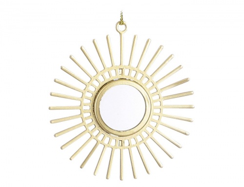 Ёлочное украшение подвеска "Солнечный символ", металл, золотая, 8 см, Edelman